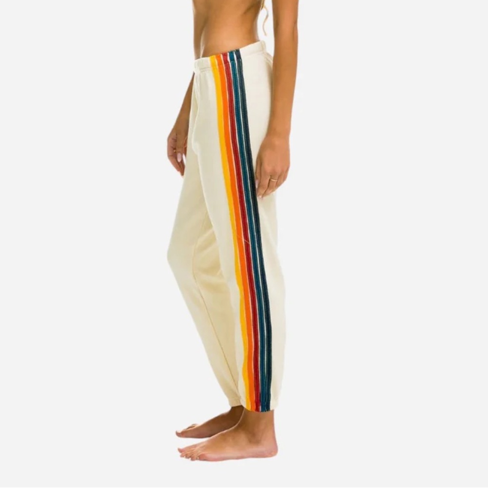 Aviator Nation Rainbow Logo Sweatpants / Joggers – Cream